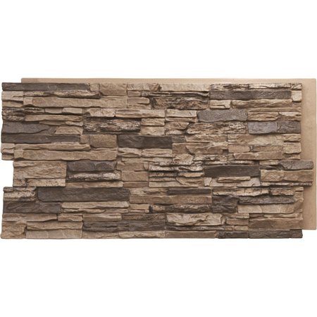 Ekena Millwork 45 3/4"W x 24 1/2"H x 1 1/4"D Canyon Ridge Stacked Stone Faux Stone Siding Panel Smokey Ridge PNU24X48CNSR